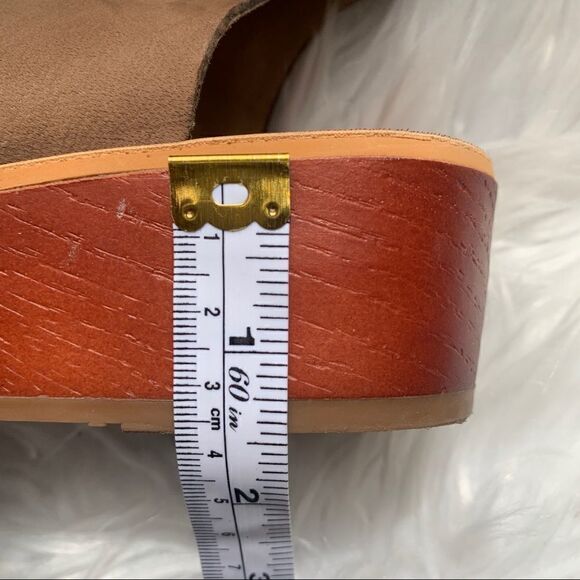 Lucky Brand Hipsta Open Toe Leather Wedge Sandals Tan Brown Size 7.5 - Picture 9 of 11